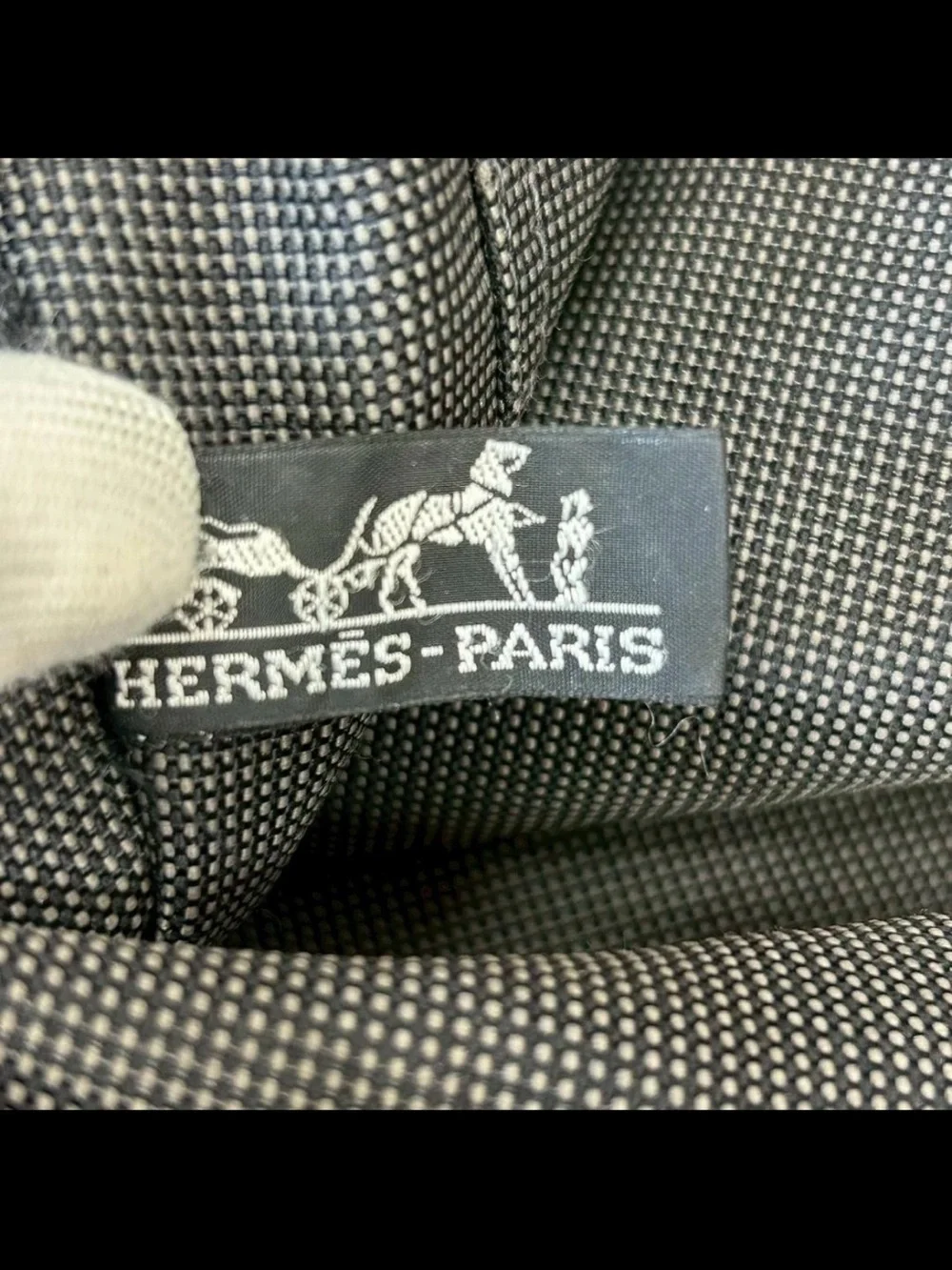 Hermes Black Canvas Weekender Tote